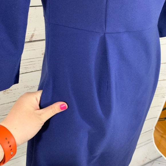 Beautiful dark blue A-line dress with sleeves - Picture 7 of 7